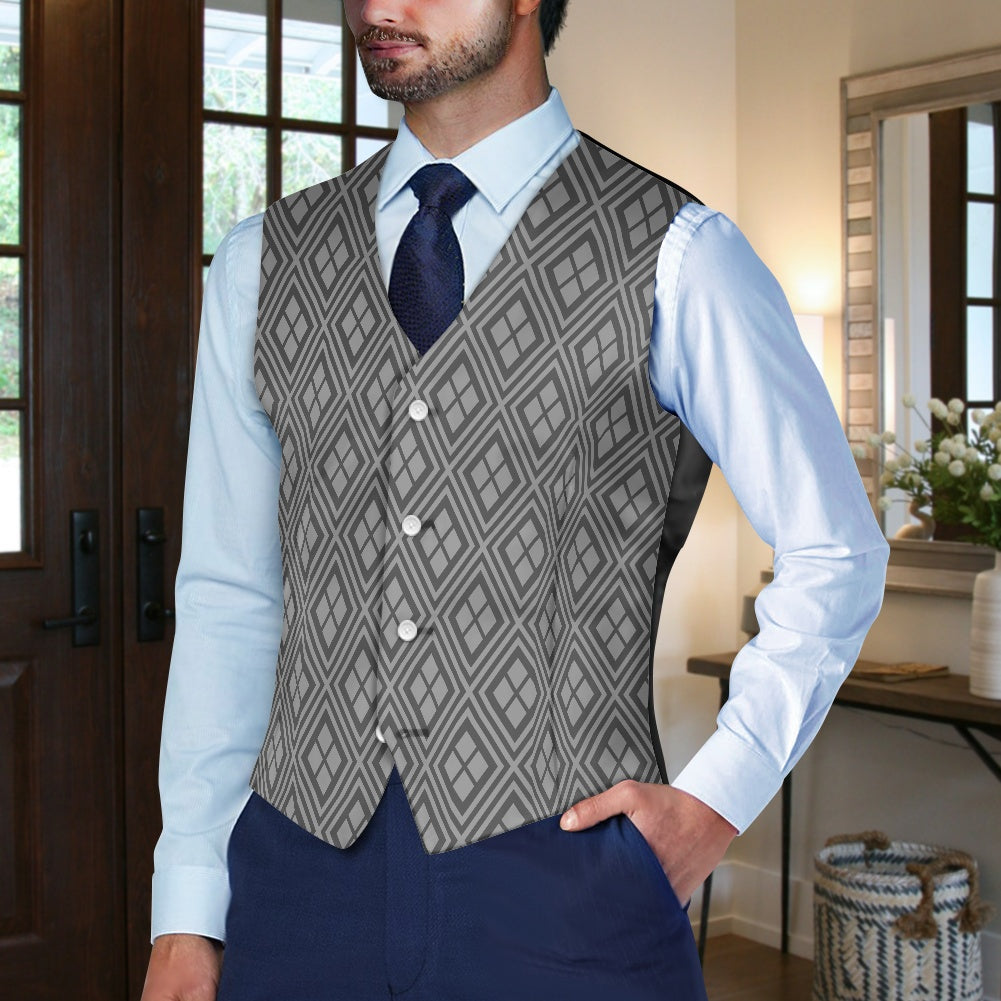 Wagara - Hishi Grey Suit vest jacket