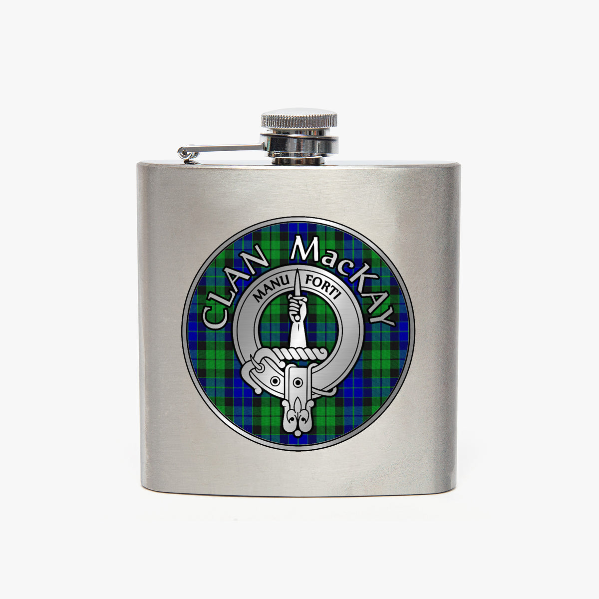 Clan MacKay Crest & Tartan 7oz Stainless Steel Hip Flask