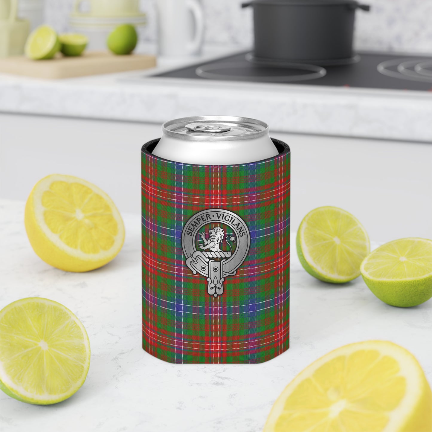 Clan Wilson Crest & Tartan Can Cooler