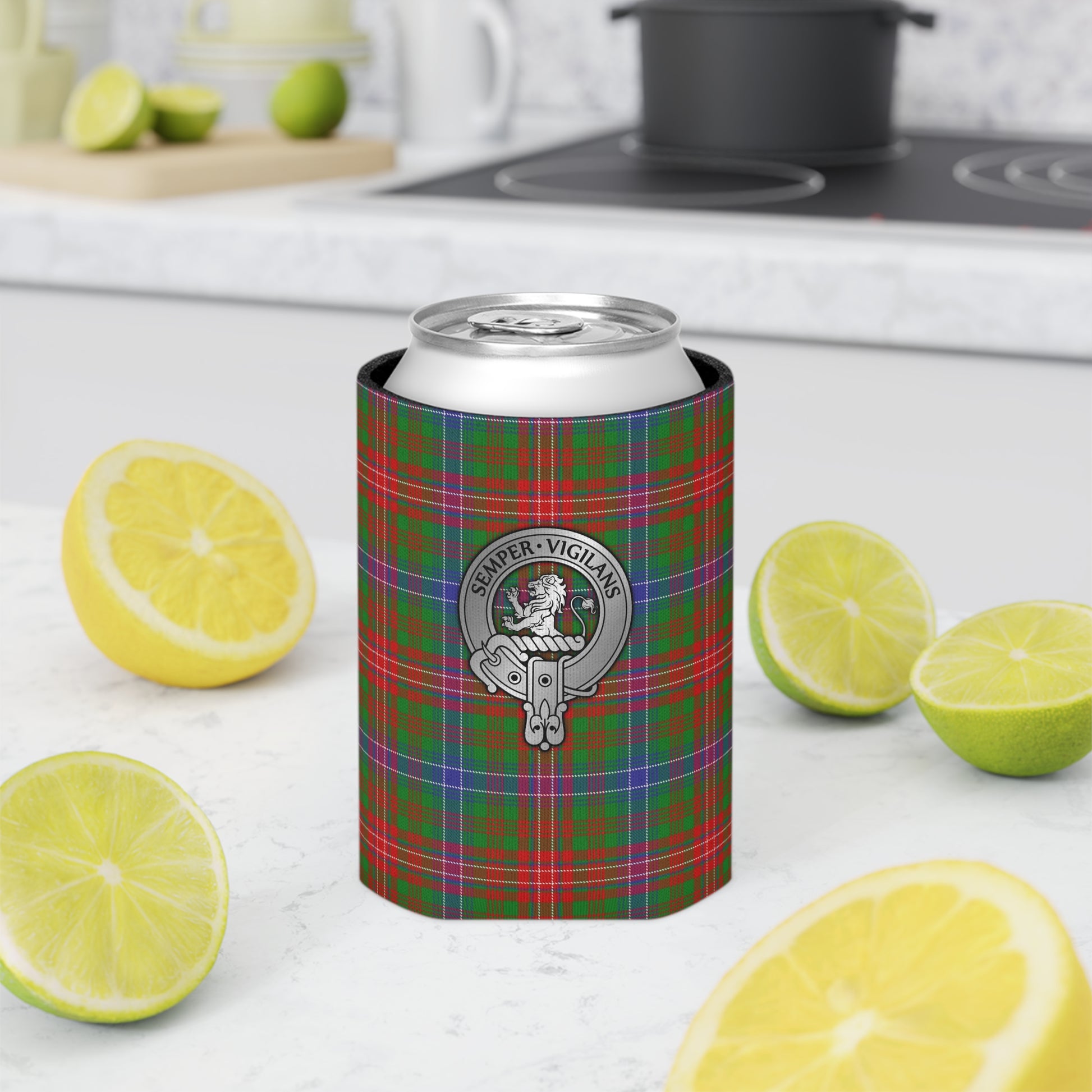 Clan Wilson Crest & Tartan Can Cooler