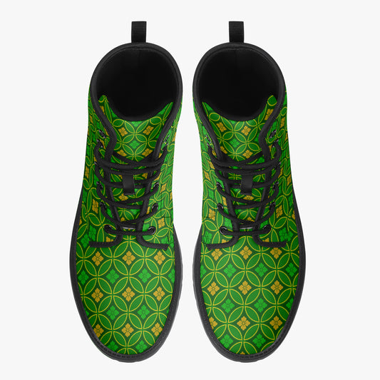 Japanese Wagara - Shippo Green - PU Leather Boots