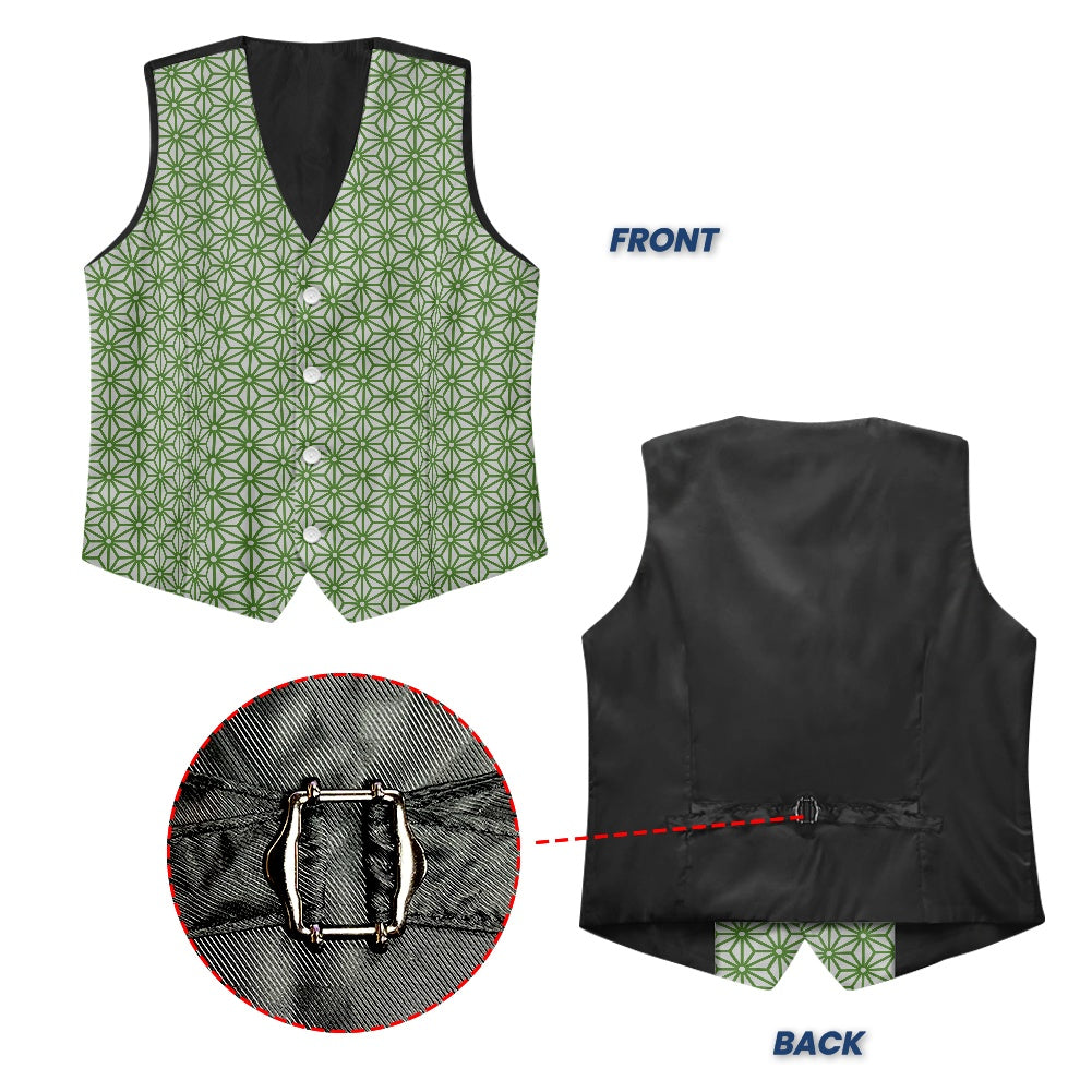 Wagara - Asanoha Green Suit vest jacket