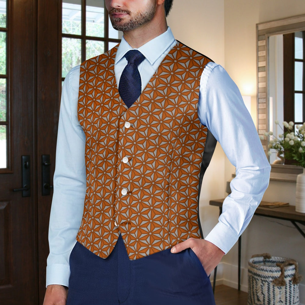 Wagara - Asanoha Brown Suit vest jacket