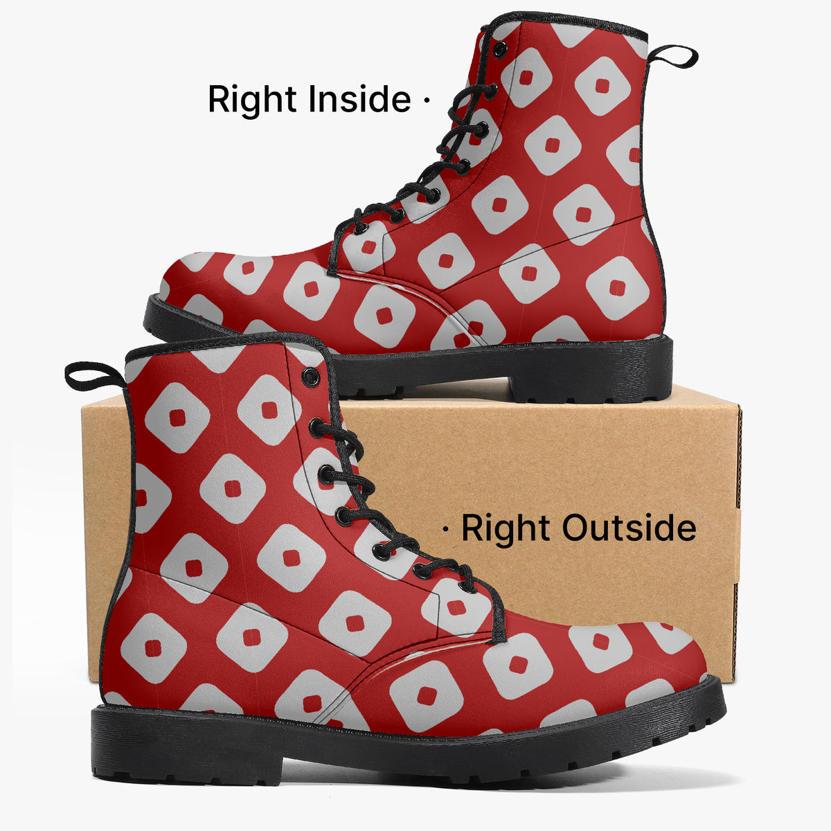 Japanese Wagara - Kanoko Red - PU Leather Boots