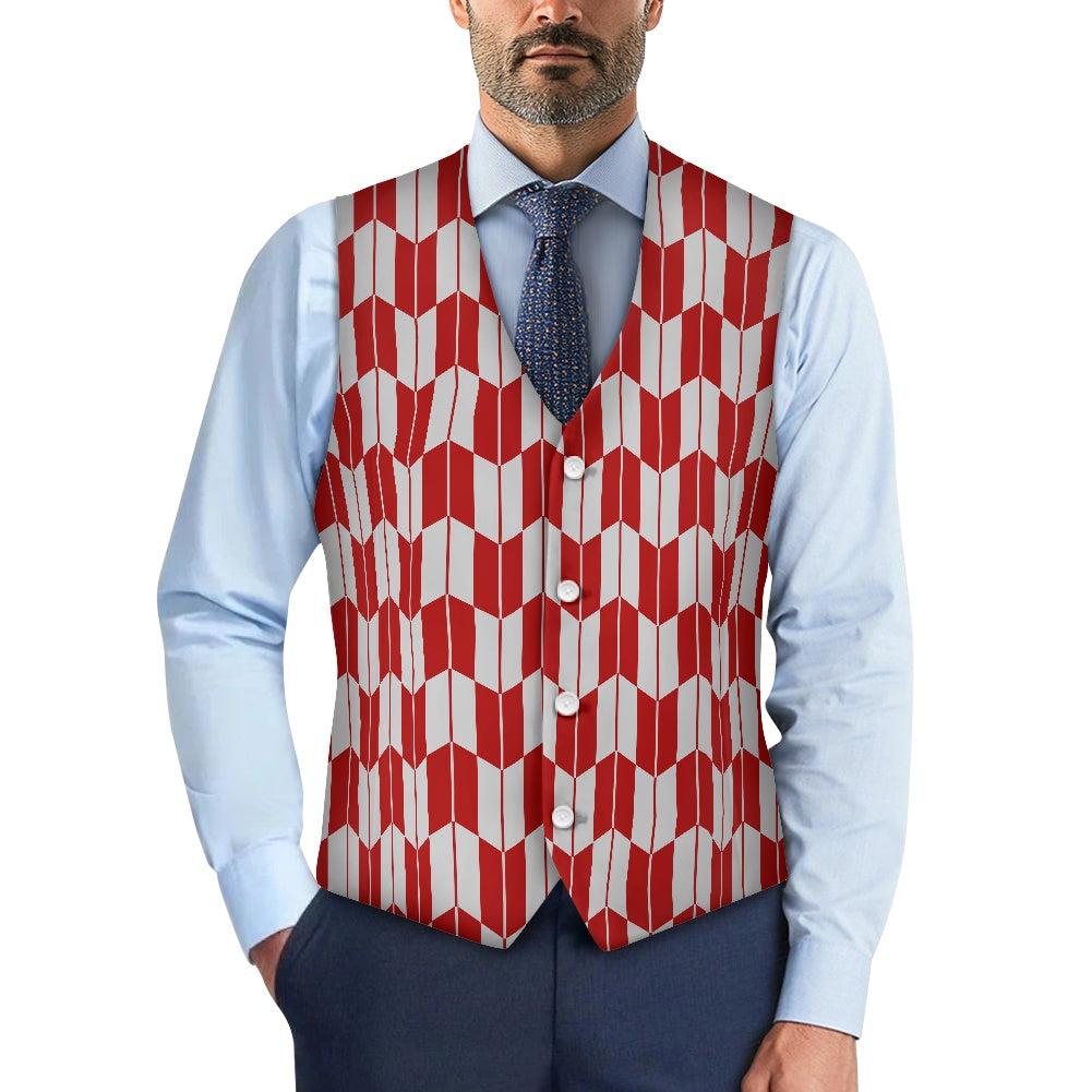 Wagara - Yagasuri Red/Silver Suit vest jacket