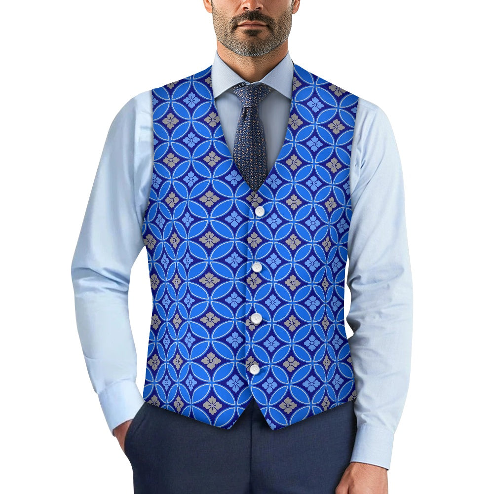 Wagara - Shippo Blue Suit vest jacket