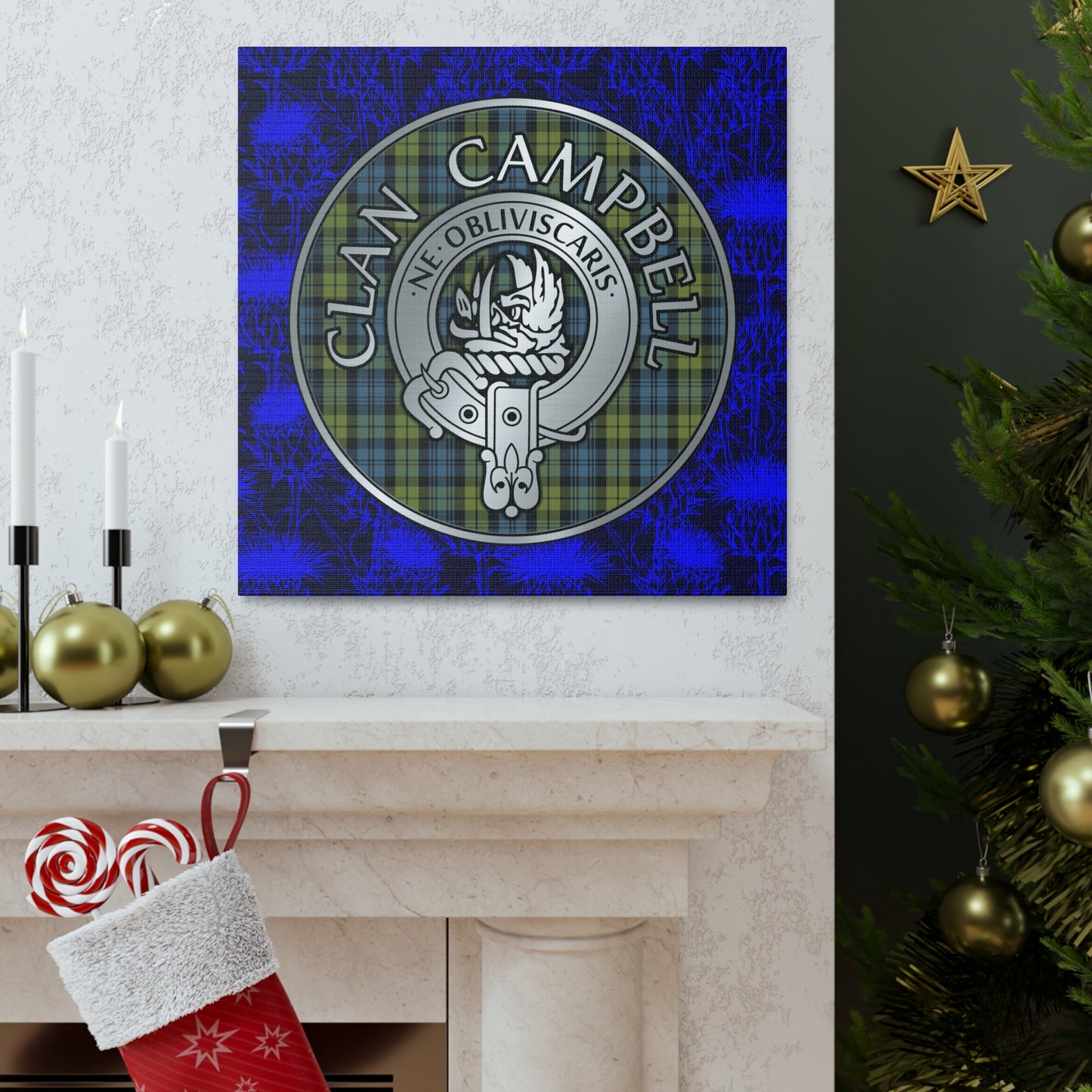 Clan Campbell Crest & Tartan Canvas Gallery Wraps