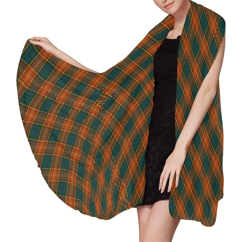 Irish County Roscommon Tartan Bias Chiffon Scarf