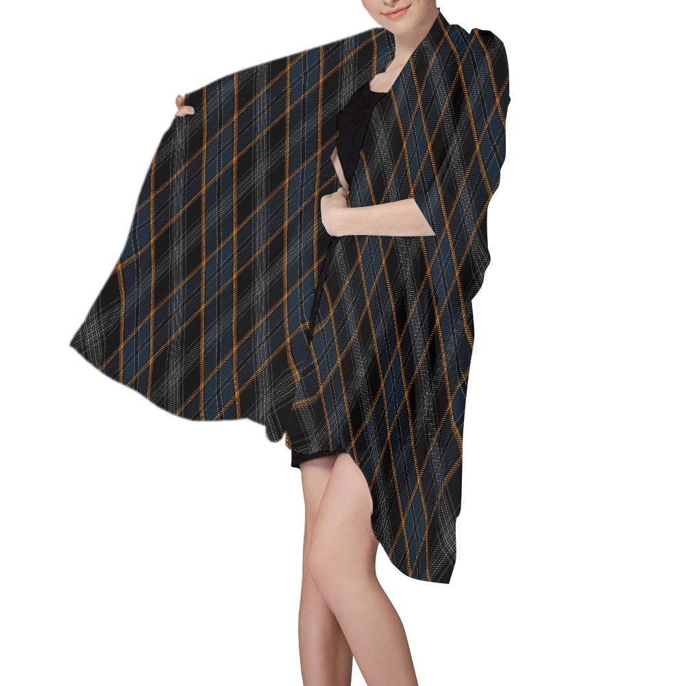 North Sea Oil Tartan Bias Chiffon Scarf