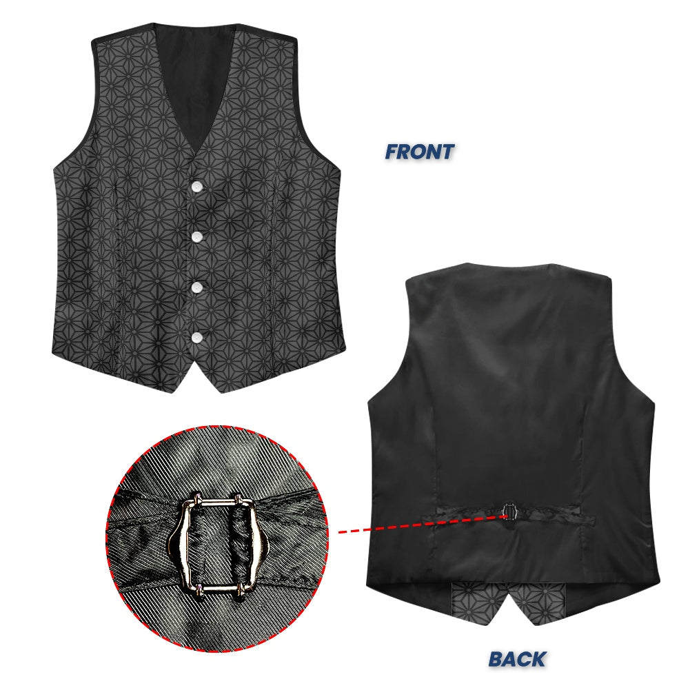 Wagara - Asanoha Grey Suit vest jacket