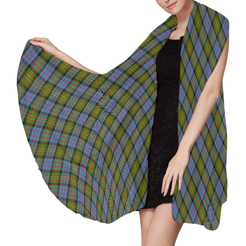 Clan Bowie Tartan Bias Chiffon Scarf