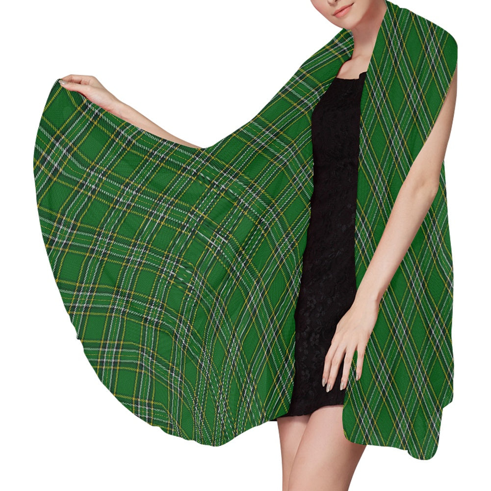 Irish National Tartan Bias Chiffon Scarf