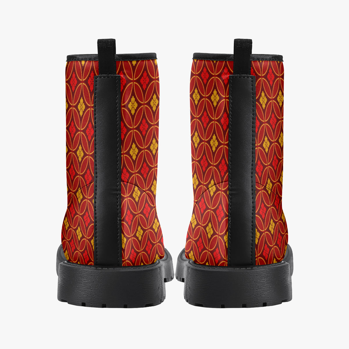 Japanese Wagara - Shippo Red - PU Leather Boots