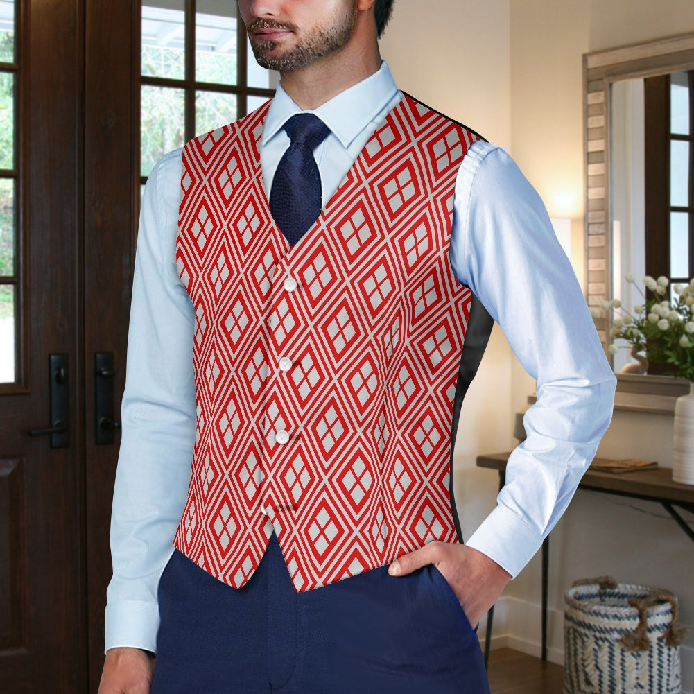 Wagara - Hishi Red/Silver Suit vest jacket