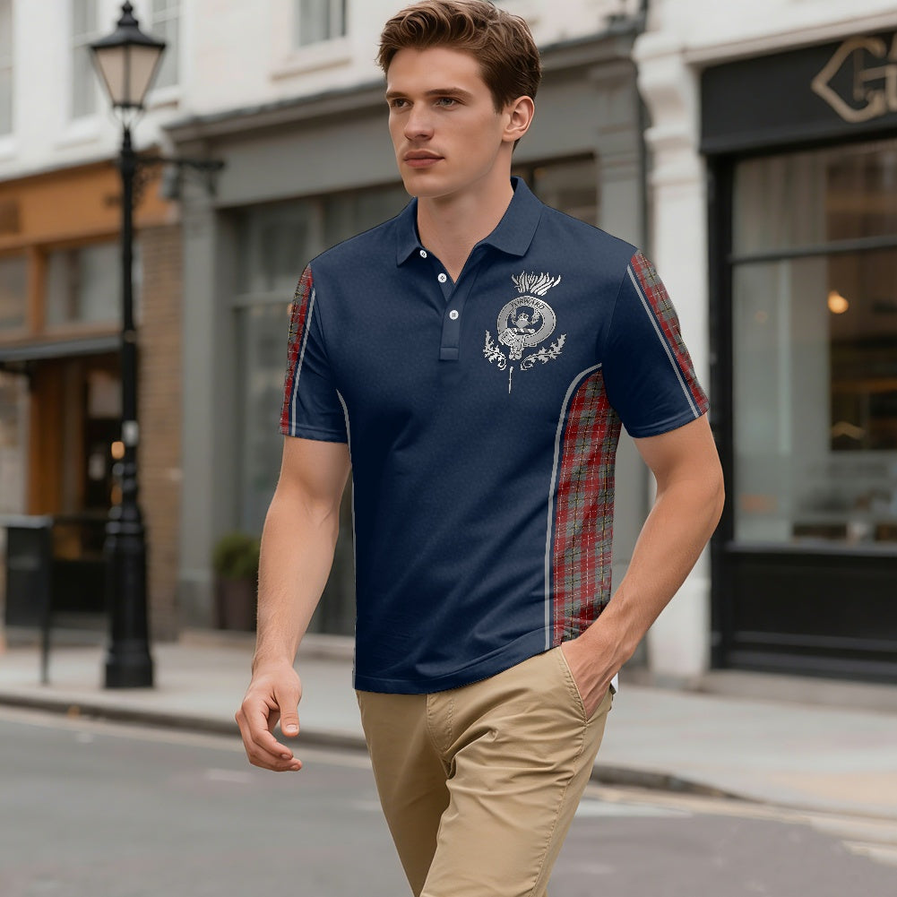 Clan Douglas Ancient Red Tartan & Black Douglas Crest Polo