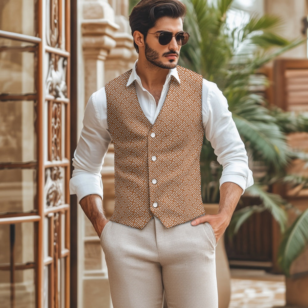 Wagara - Sayagata Brown Suit vest jacket