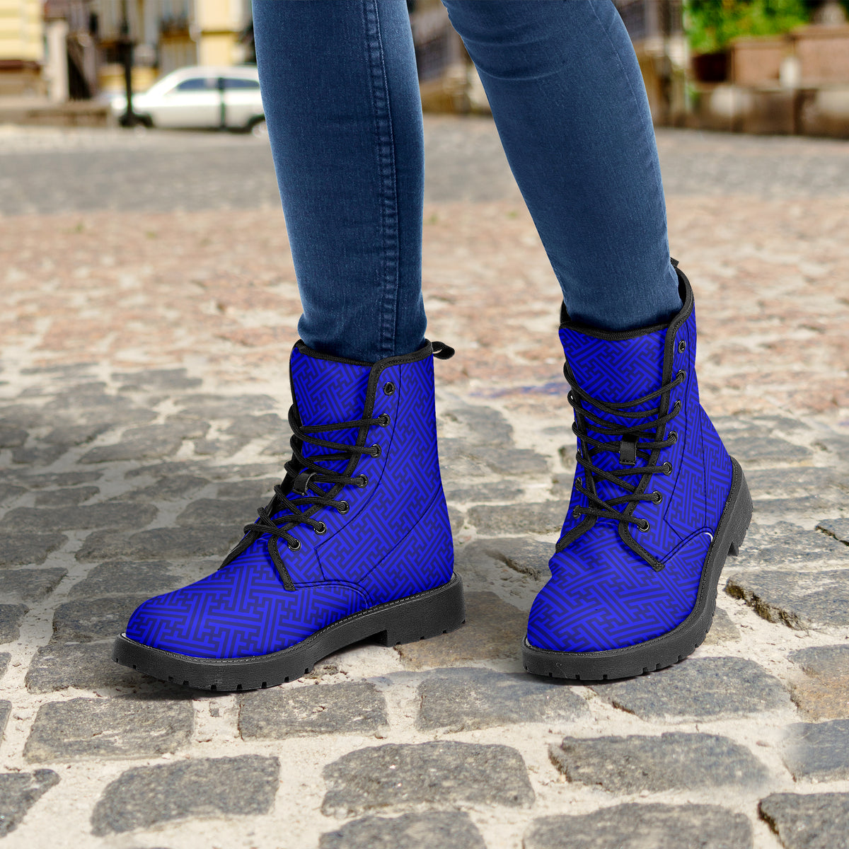 Japanese Wagara - Sayagata Blue - PU Leather Boots