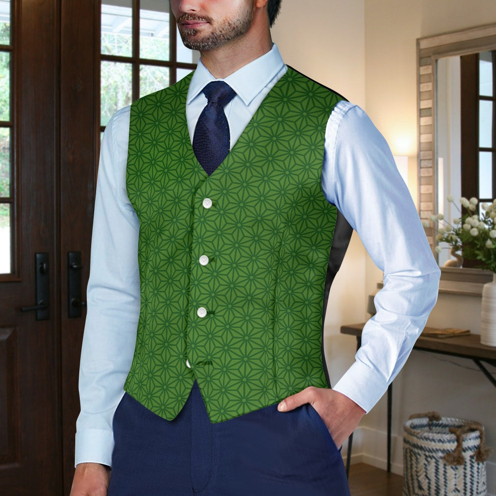 Wagara - Asanoha Green Suit vest jacket