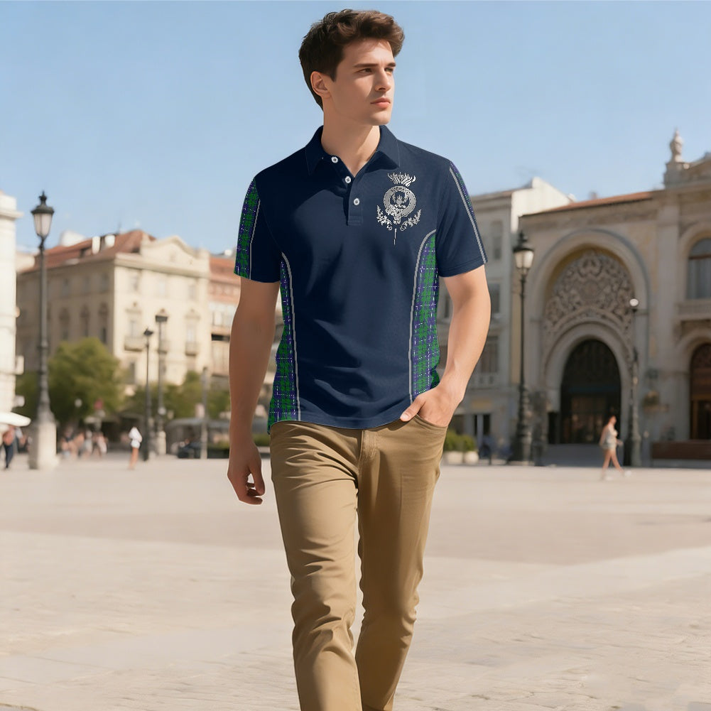 Clan Douglas Tartan & Black Douglas Crest Polo