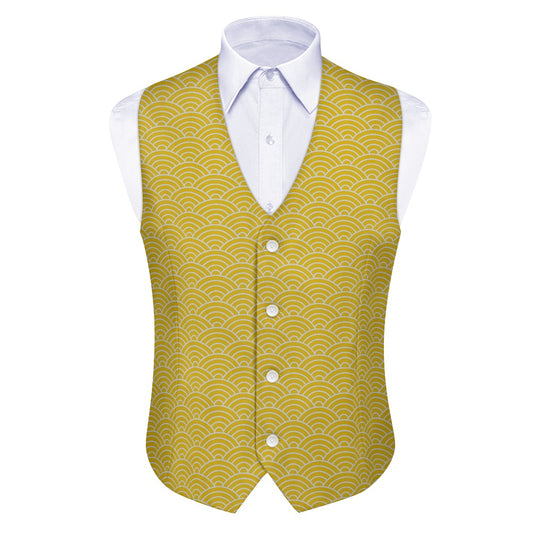 Wagara - Seigaiha Gold/Silver Suit vest jacket