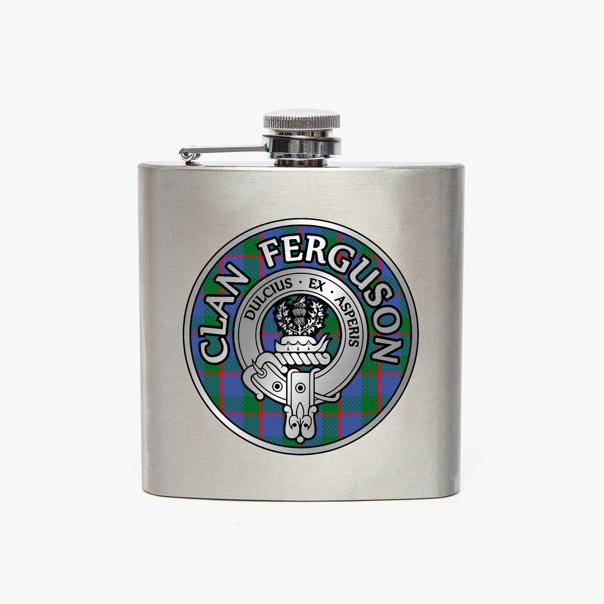 Clan Ferguson Crest & Tartan 7oz Stainless Steel Hip Flask