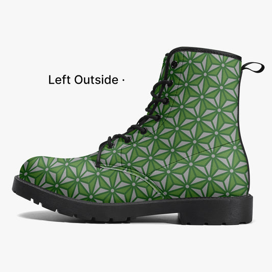 Japanese Wagara - Asoha Green - PU Leather Boots