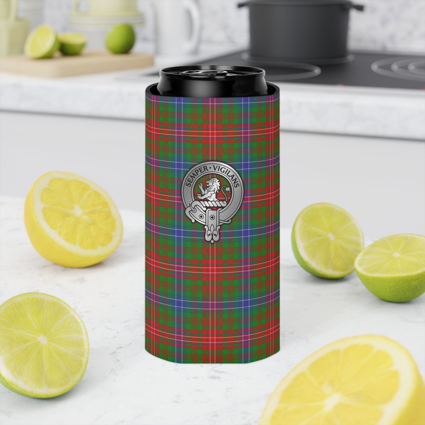 Clan Wilson Crest & Tartan Can Cooler
