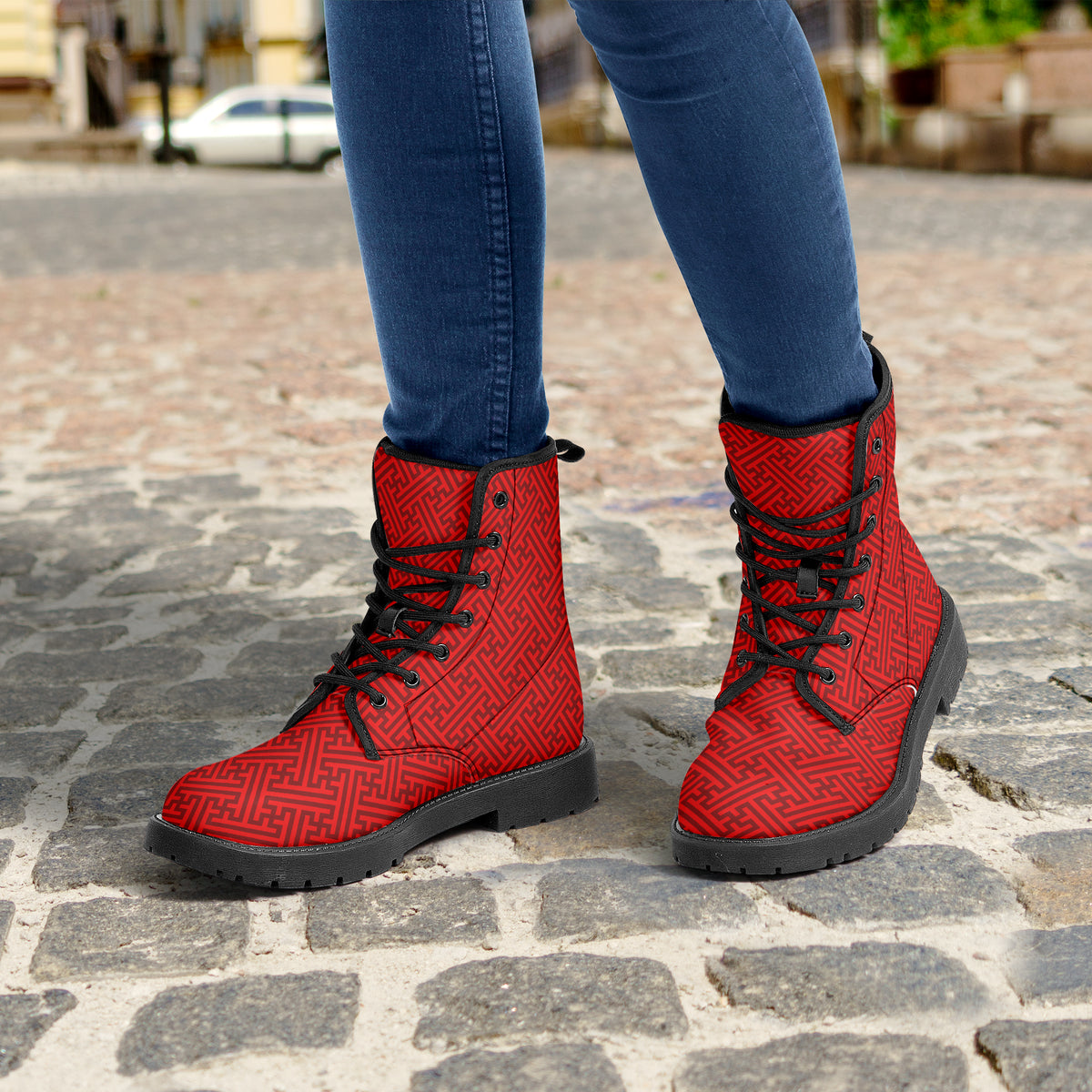 Japanese Wagara - Sayagata Red - PU Leather Boots