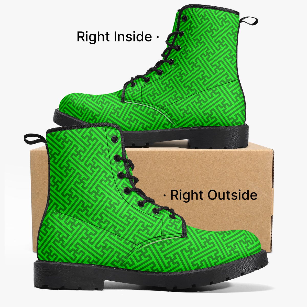 Japanese Wagara - Sayagata Green - PU Leather Boots