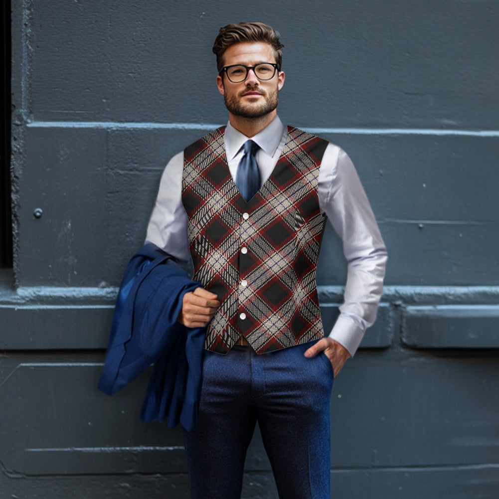Breizh | Breton | Bretagne Bro-Wened Tartan Bias Suit vest jacket