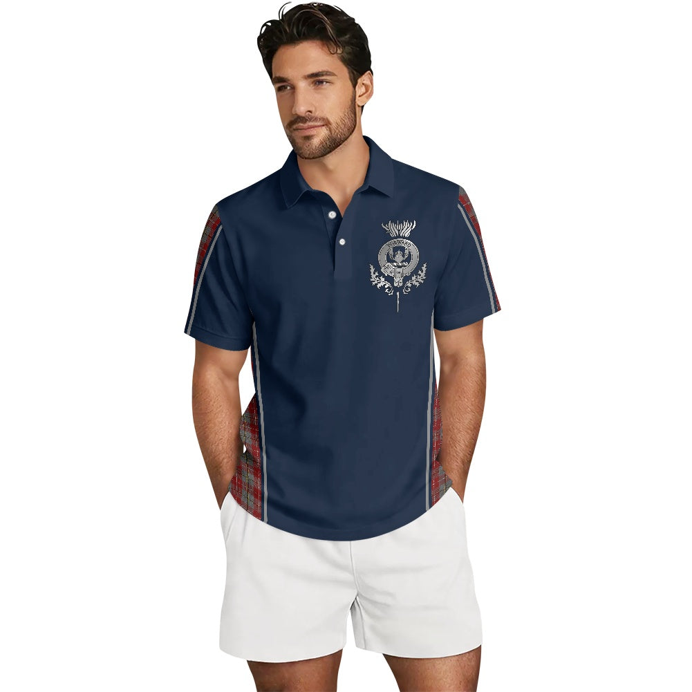 Clan Douglas Ancient Red Tartan & Black Douglas Crest Polo