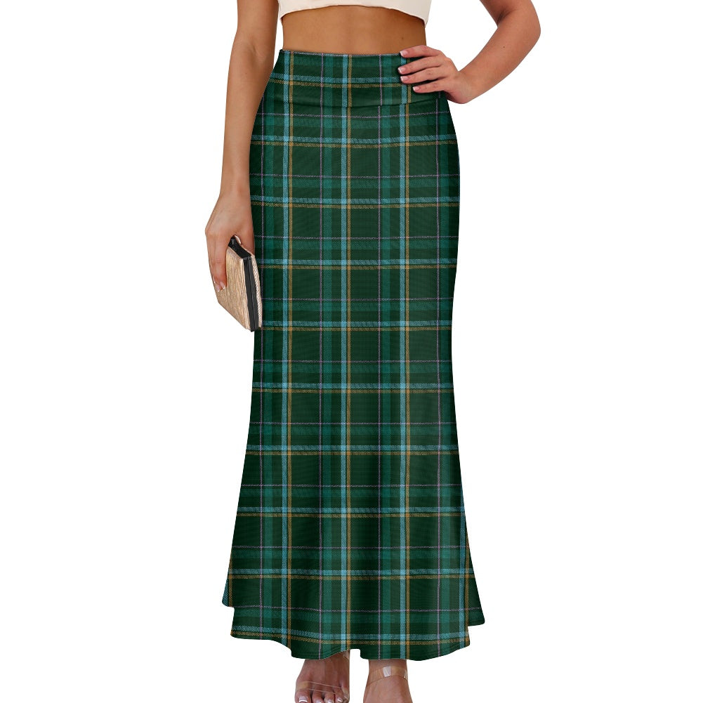 HW Tartan High Waist Long Skirt for Women