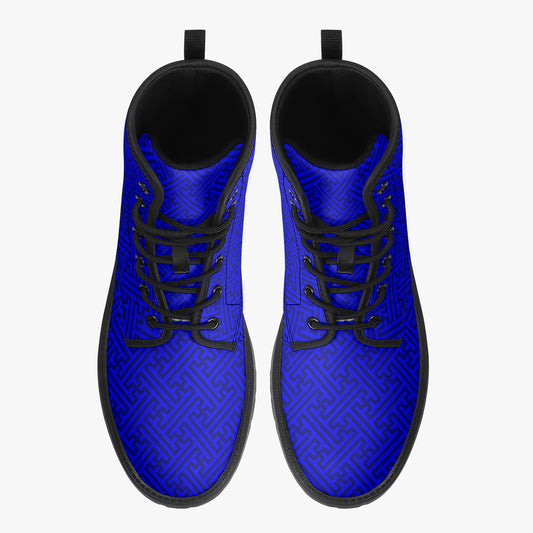 Japanese Wagara - Sayagata Blue - PU Leather Boots