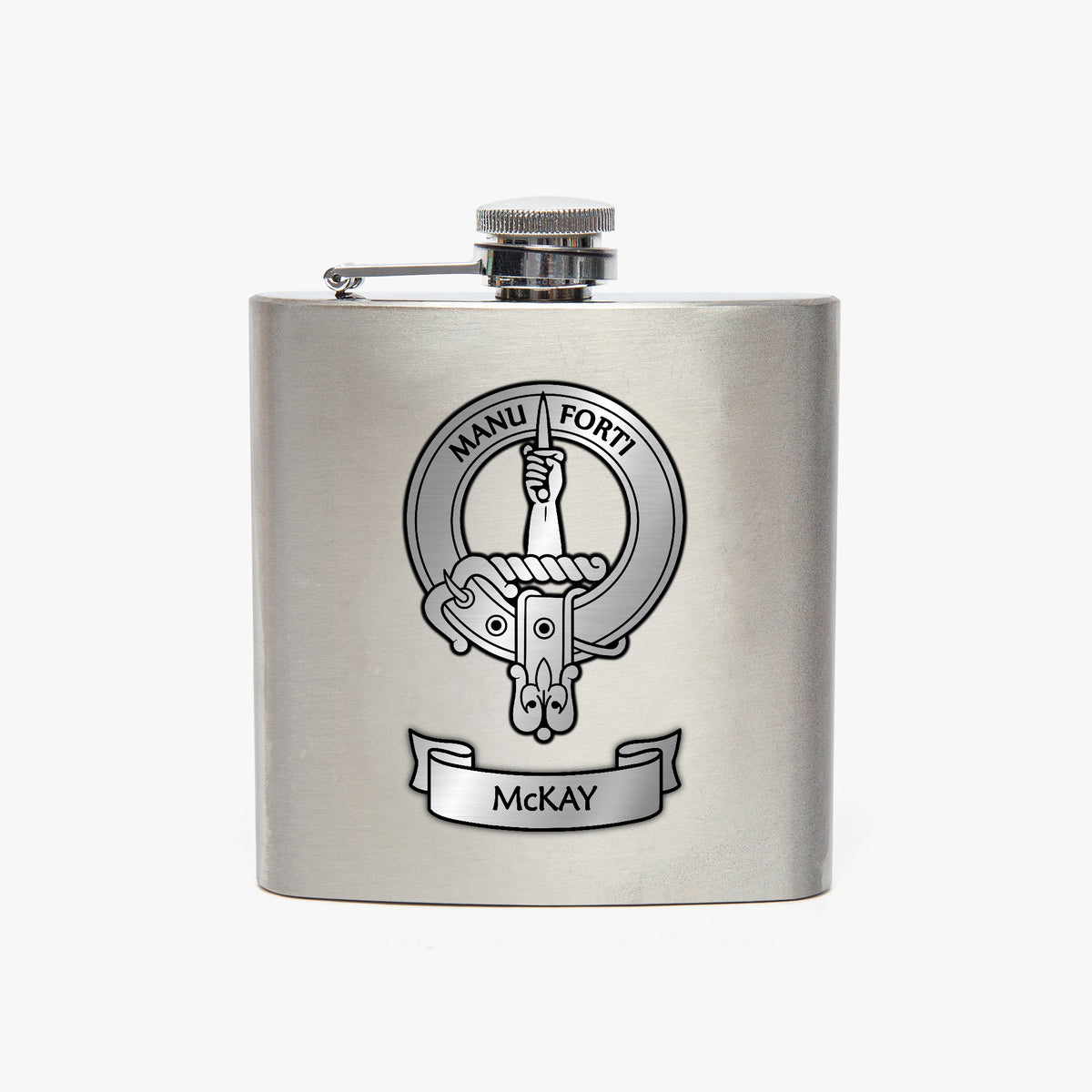 Clan McKay Crest 7oz Stainless Steel Hip Flask