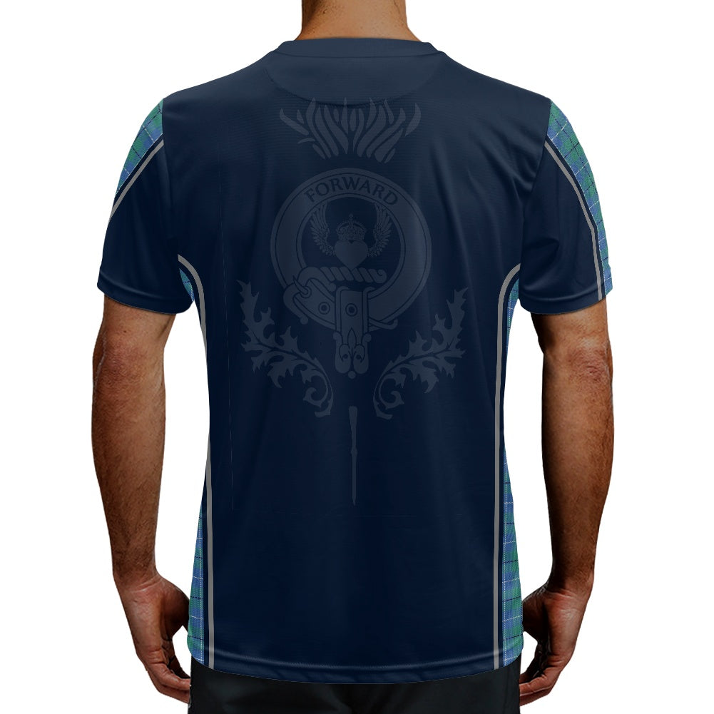Clan Douglas Ancient Tartan & Black Douglas Crest Football Shirt