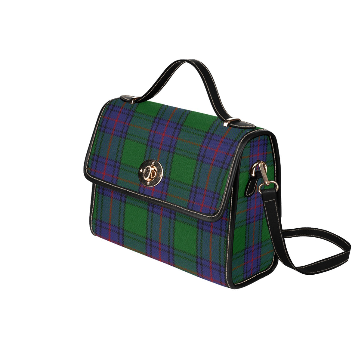 Clan Shaw Tartan Waterproof Canvas Handbag (Black)