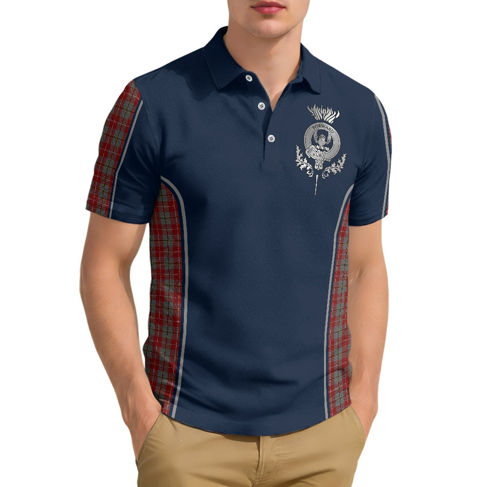 Clan Douglas Ancient Red Tartan & Black Douglas Crest Polo