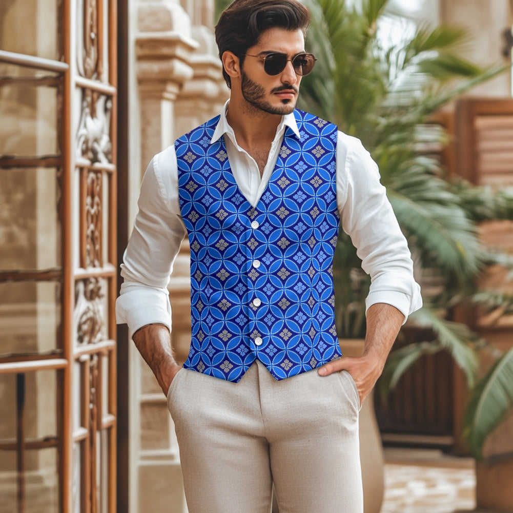 Wagara - Shippo Blue Suit vest jacket