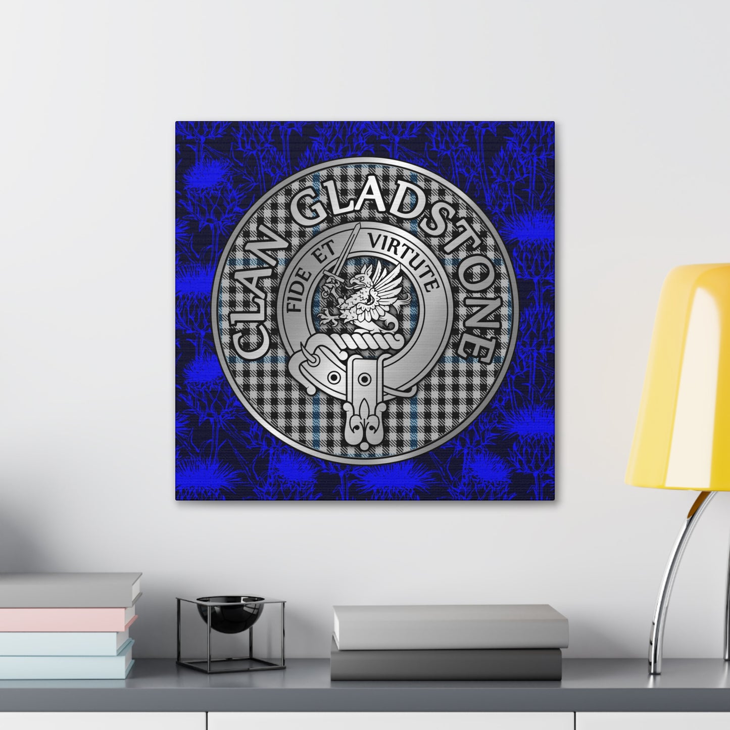 Clan Gladstone Crest & Tartan Canvas Gallery Wraps