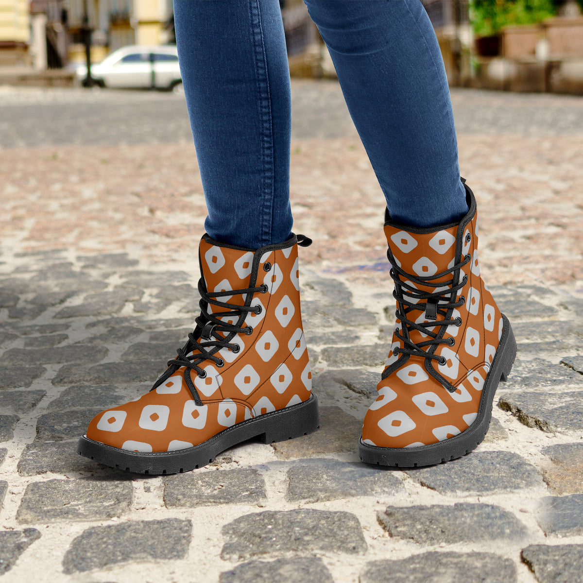 Japanese Wagara - Kanoko Orange - PU Leather Boots