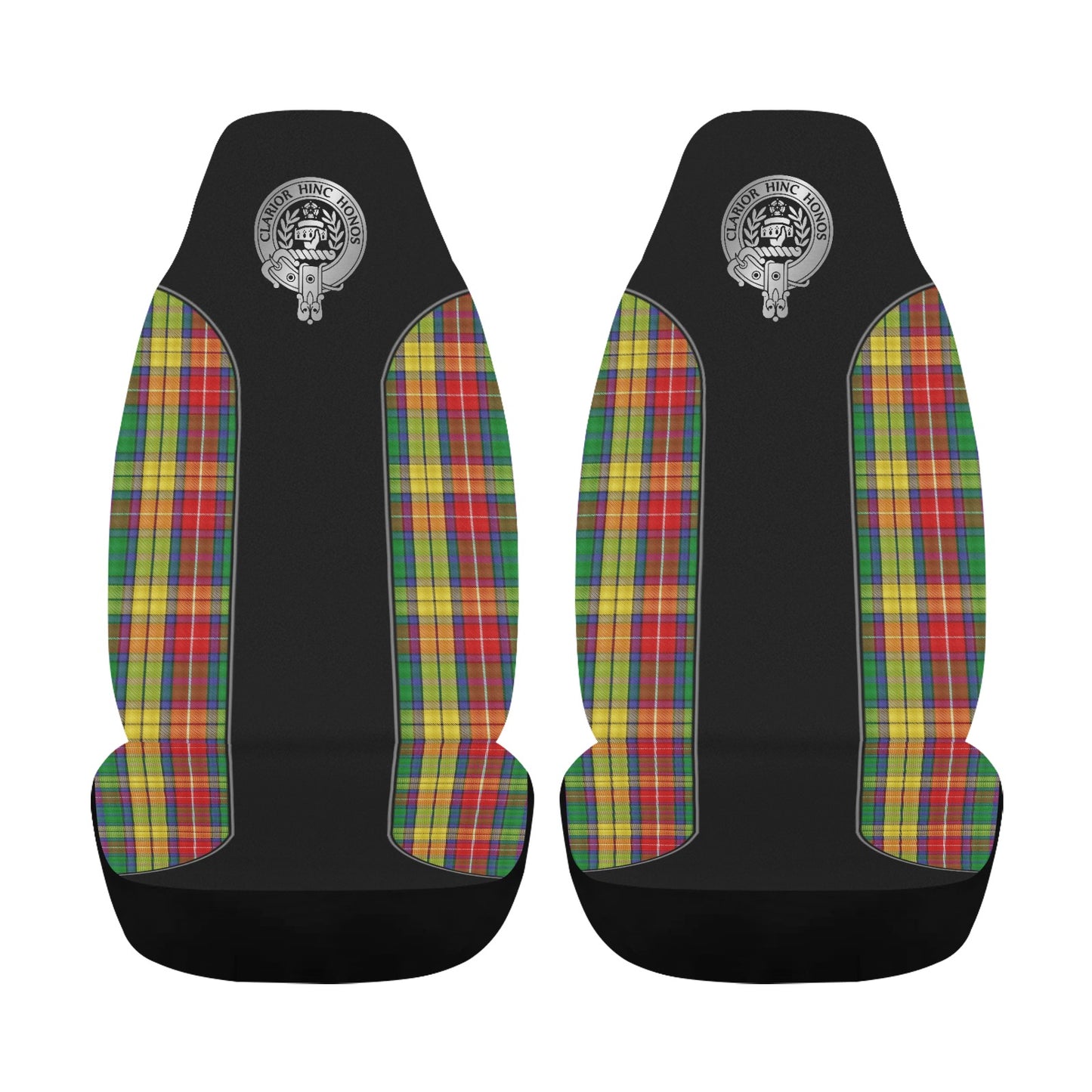 Clan Buchanan Crest & Tartan Car Seat Cover Airbag Compatible (Set of 2)