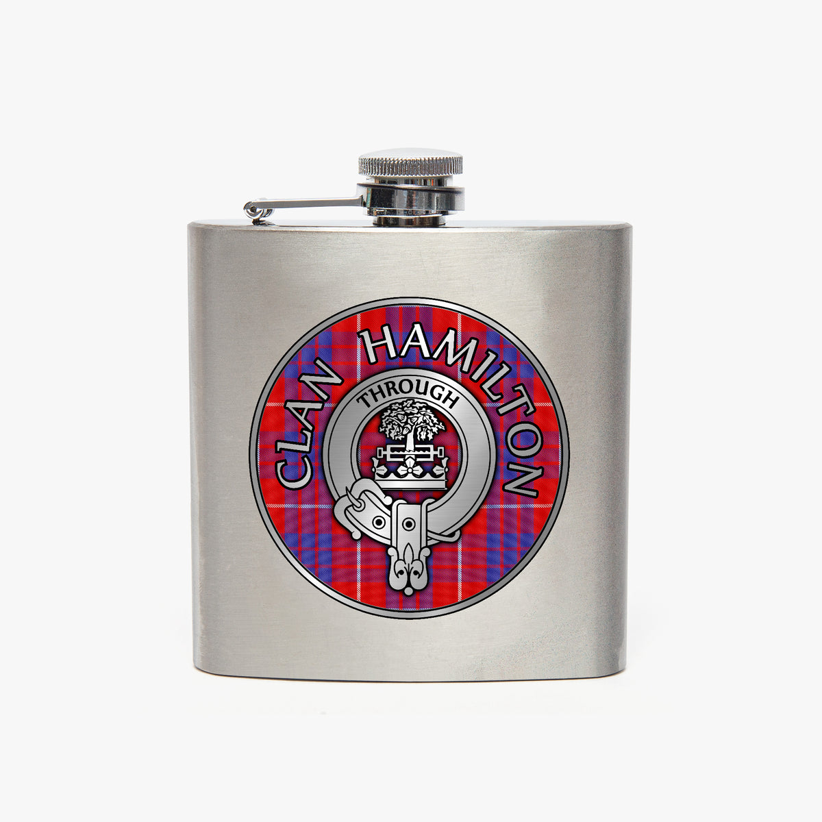 Clan Hamilton Crest & Tartan 7oz Stainless Steel Hip Flask