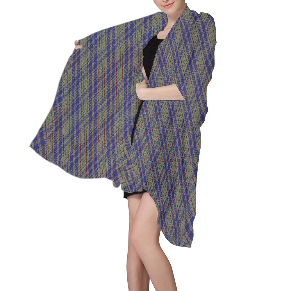 Irish County Kildare Tartan Bias Chiffon Scarf