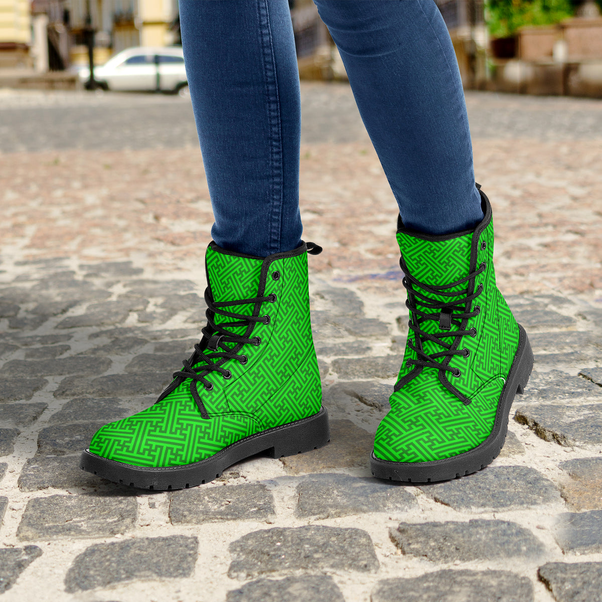 Japanese Wagara - Sayagata Green - PU Leather Boots