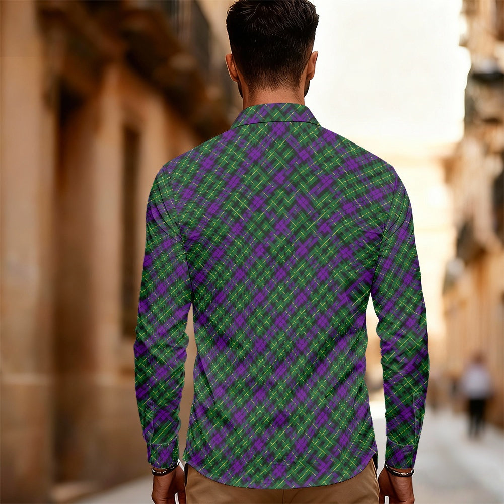 Clan Abercrombie Tartan Bias Men's long-sleeved shirt