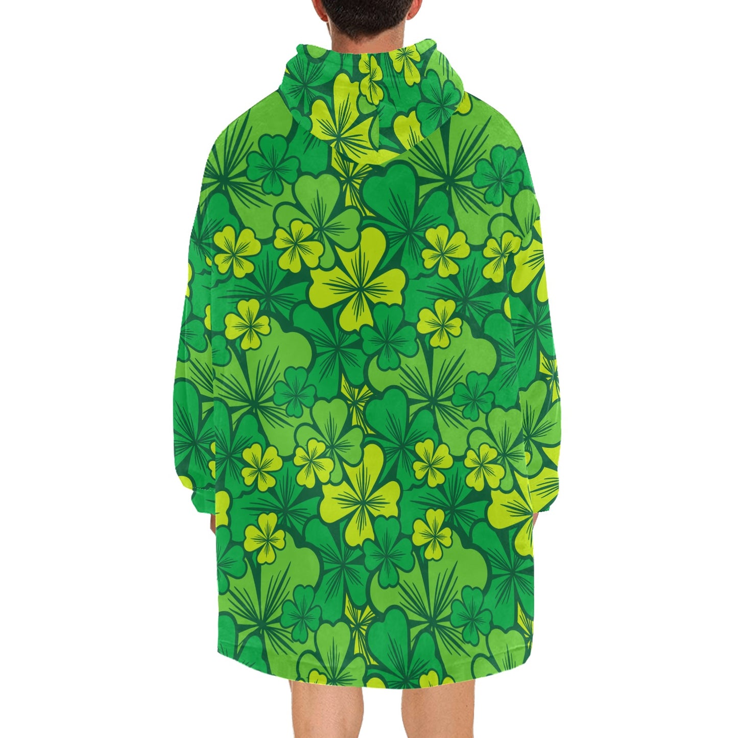 Irish Shamrock Blanket Hoodie for Men