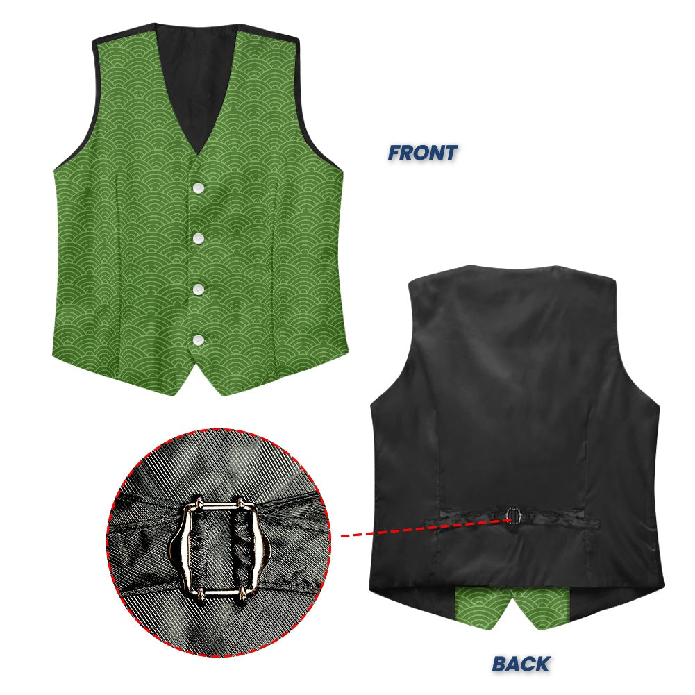 Wagara - Seigaiha Green Suit vest jacket