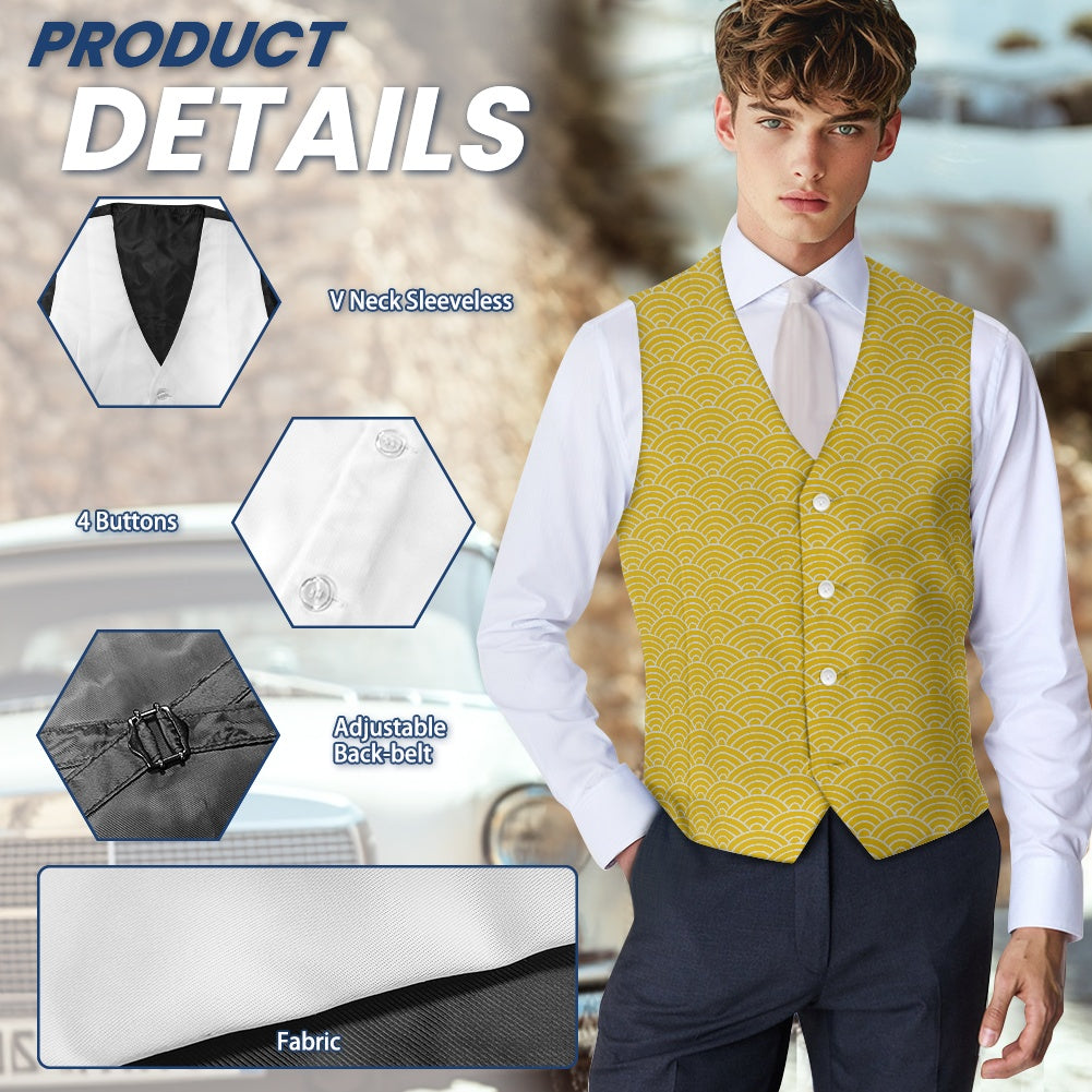 Wagara - Seigaiha Gold/Silver Suit vest jacket