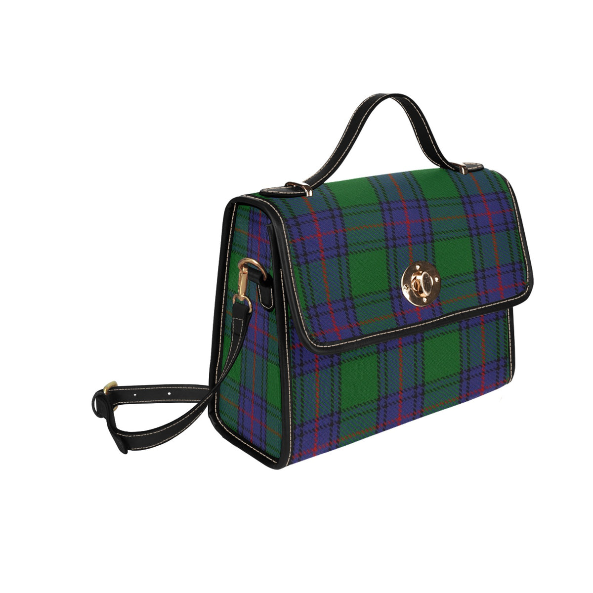 Clan Shaw Tartan Waterproof Canvas Handbag (Black)