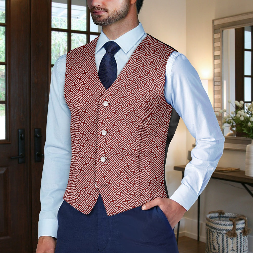 Wagara - Sayagata Red Suit vest jacket